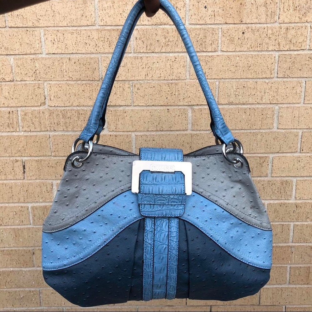 RARE Y2K GUESS Goth Mcbling shoulder hand bag purse Ostrich Leather Western Hobo